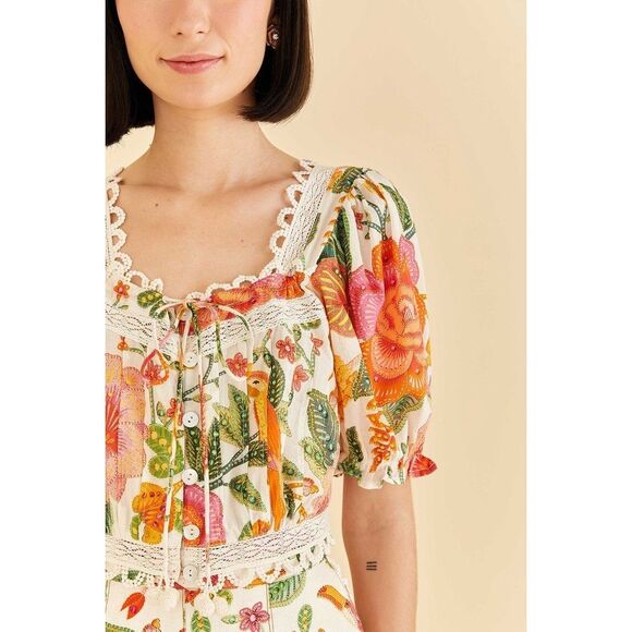 FARM Rio Macaw Bloom Cotton Top Small NEW - Picture 3 of 6